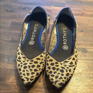 Rothy's Tan and Black “The Point” Leopard Flats - 8.5